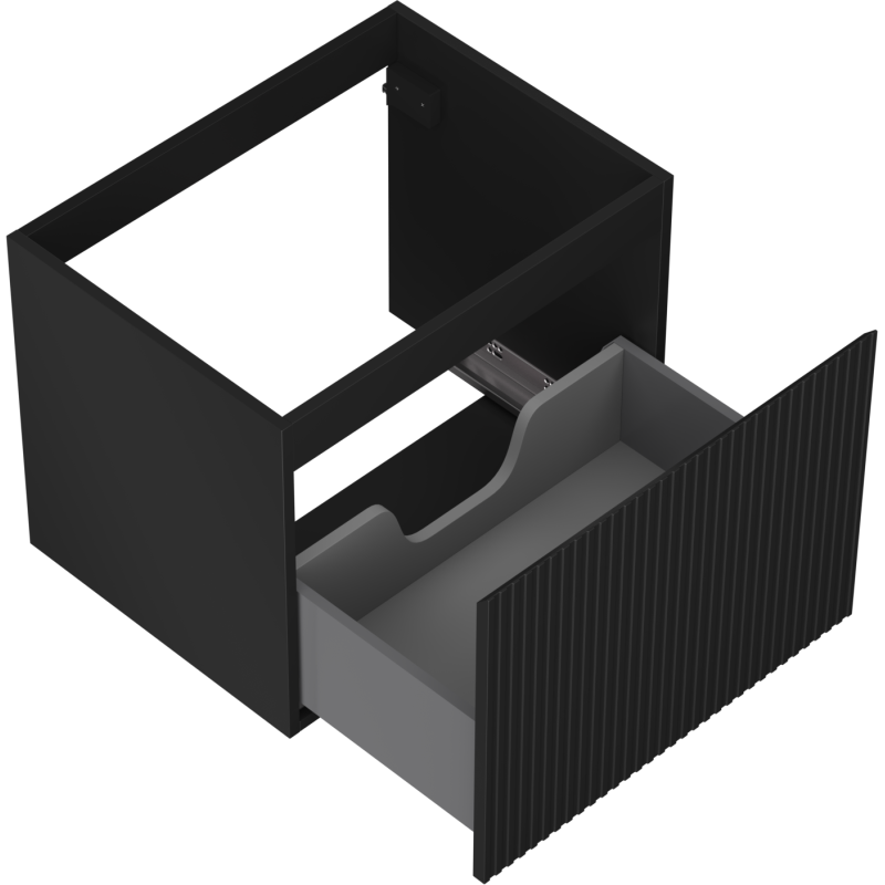 Mexen Rivel fürdőszobai mosdó alatti szekrény 60 cm, 1 fiók, bordázott, fekete matt - 91A20-06047-1-BF71