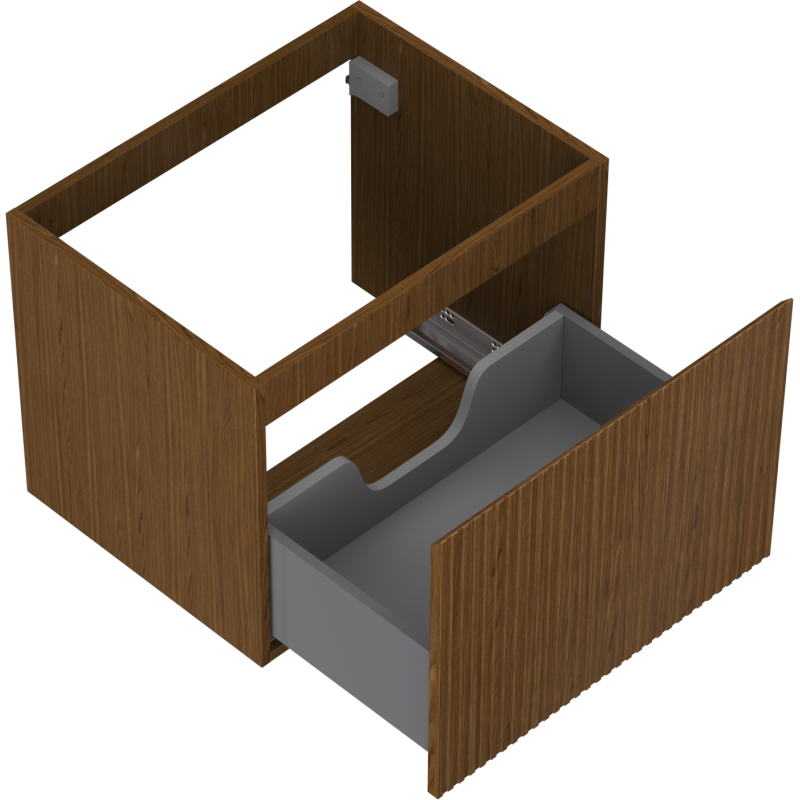 Mexen Rivel fürdőszobai mosdókagyló alatti szekrény 60 cm, 1 fiókos, bordázott, dió - 91A20-06047-1-BF86