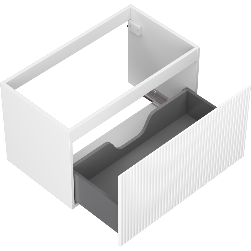 Mexen Rivel fürdőszobai mosdószekrény 80 cm, 1 fiók, bordázott, fehér matt - 91A20-08047-1-BF01