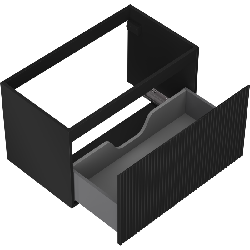 Mexen Rivel dulap baie sub lavoar 80 cm, 1 sertar, fațetat, negru mat - 91A20-08047-1-BF71