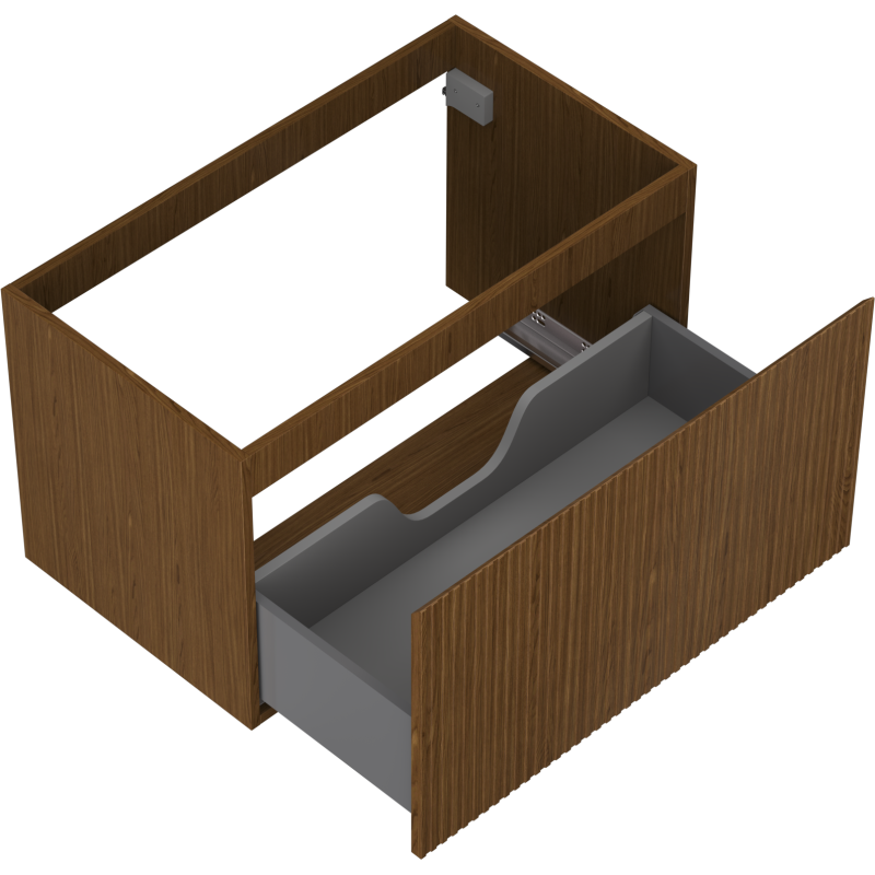 Mexen Rivel dulap de baie sub chiuvetă 80 cm, 1 sertar, riflat, nuc - 91A20-08047-1-BF86