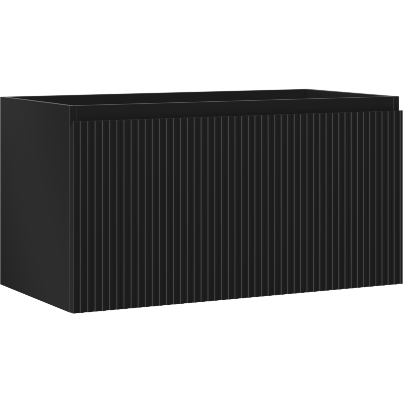 Mexen Rivel dulap baie sub lavoar 90 cm, 1 sertar, canelat, negru mat - 91A20-09047-1-BF71