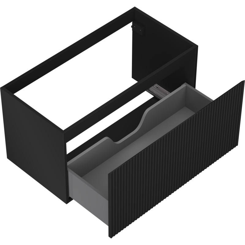 Mexen Rivel dulap baie sub lavoar 90 cm, 1 sertar, canelat, negru mat - 91A20-09047-1-BF71