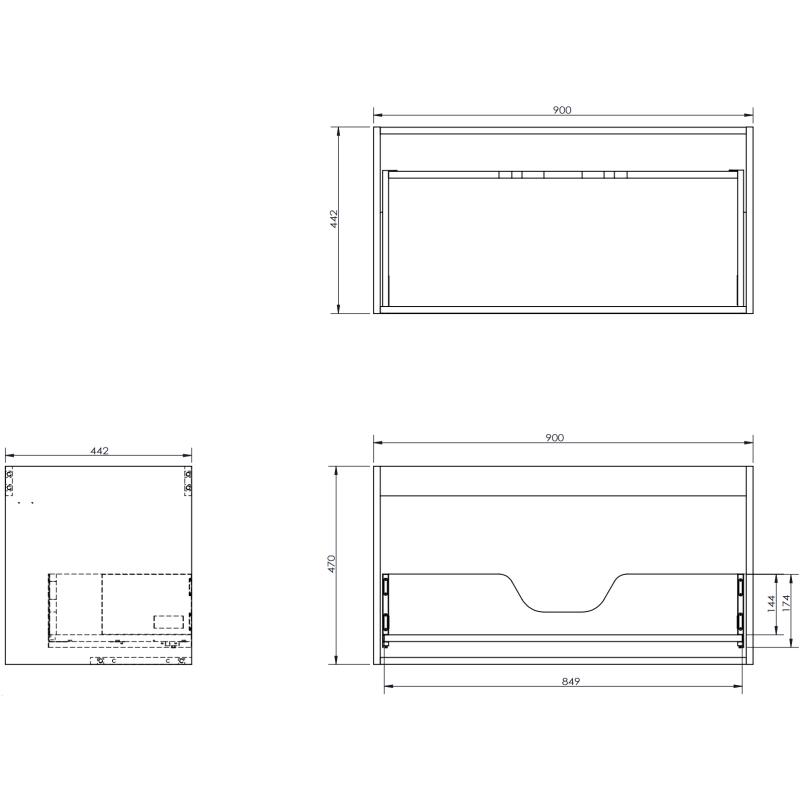 Mexen Rivel fürdőszobai mosdószekrény 90 cm, 1 fiókos, bordázott, tölgy - 91A20-09047-1-BF81