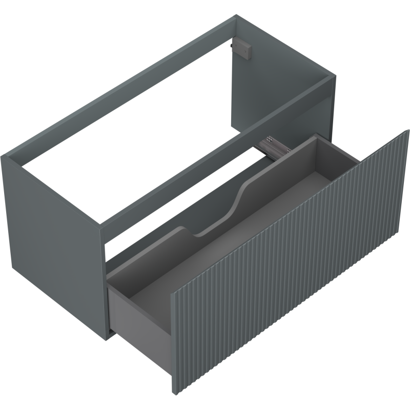 Mexen Rivel 100 cm-es fürdőszobai mosdó alatti szekrény, 1 fiókos, bordázott, grafit matt - 91A20-10047-1-BF66