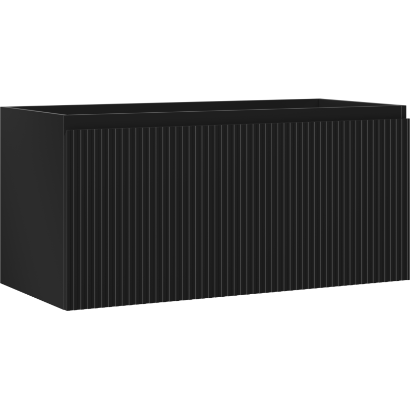 Mexen Rivel dulap baie sub lavoar 100 cm, 1 sertar, canelat, negru mat - 91A20-10047-1-BF71