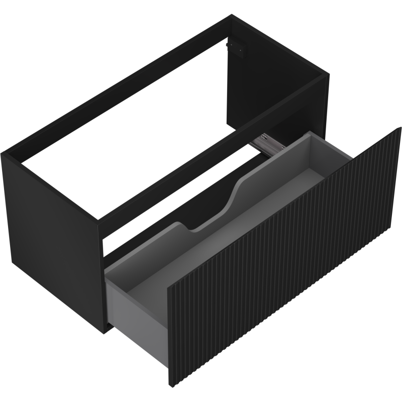 Mexen Rivel dulap de baie sub chiuvetă 100 cm, 1 sertar, cu caneluri, negru mat - 91A20-10047-1-BF71
