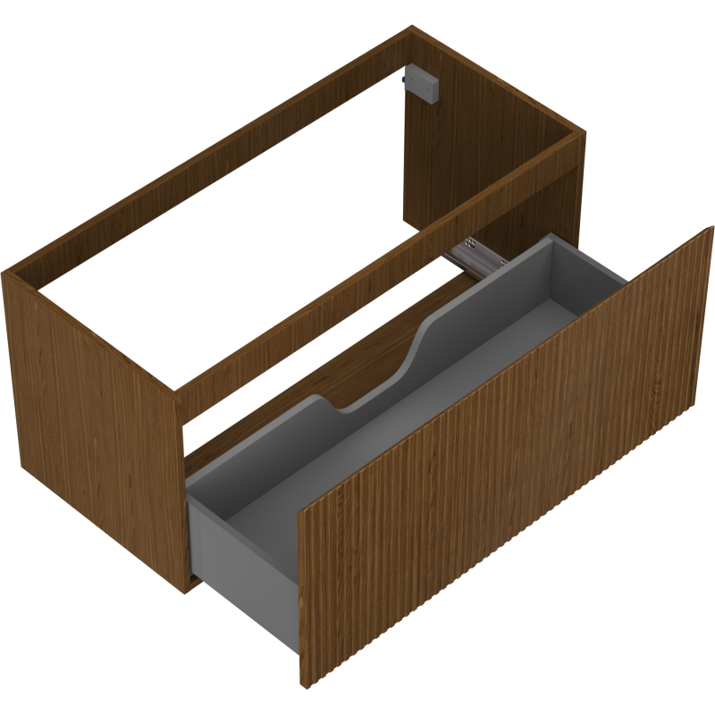 Mexen Rivel 100 cm-es mosdó alatti fürdőszobai szekrény, 1 fiók, bordázott, dió - 91A20-10047-1-BF86