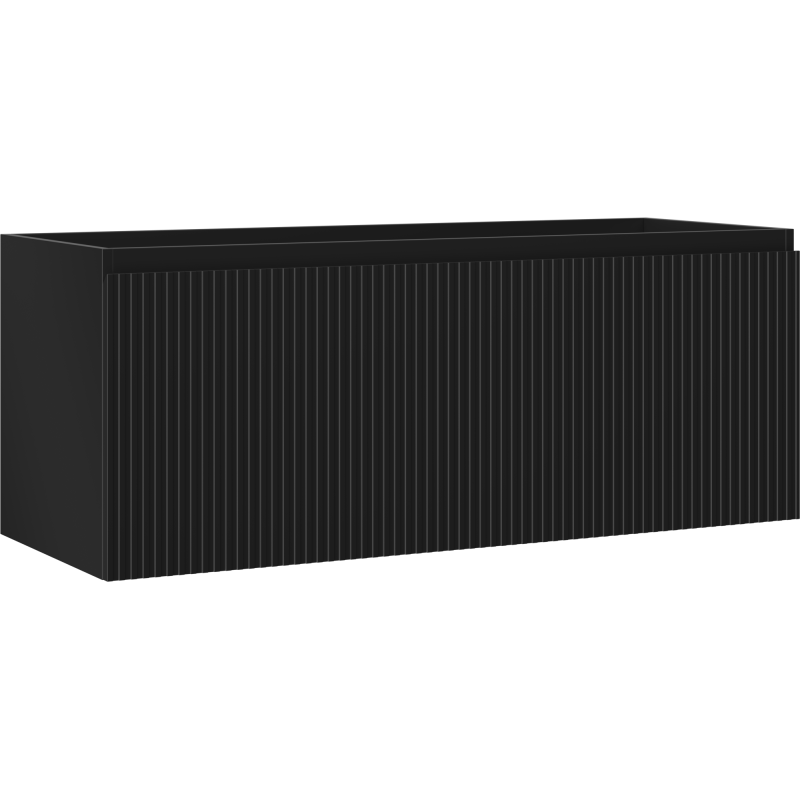 Mexen Rivel fürdőszobai mosdószekrény 120 cm, 1 fiók, bordázott, fekete matt - 91A20-12047-1-BF71