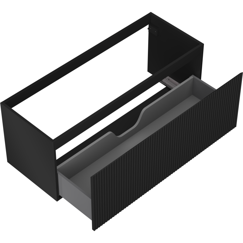 Mexen Rivel dulap baie sub chiuvetă 120 cm, 1 sertar, canelat, negru mat - 91A20-12047-1-BF71