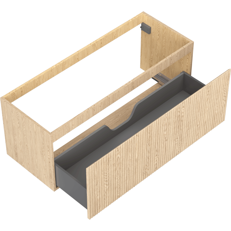 Mexen Rivel dulap baie pentru lavoar 120 cm, 1 sertar, cu nervuri, stejar - 91A20-12047-1-BF81