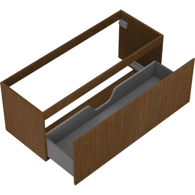 Mexen Rivel dulap baie sub lavoar 120 cm, 1 sertar, canelat, nuc - 91A20-12047-1-BF86