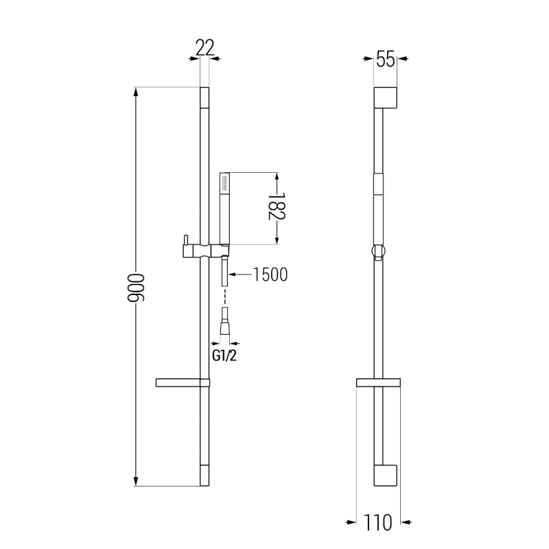 Mexen DS70 set de duș glisant, cromat - 785704583-00