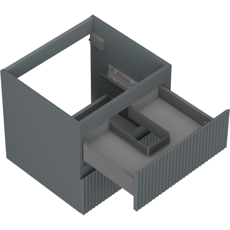 Mexen Rivel dulap de baie sub chiuvetă 50 cm, 2 sertare, canelat, grafit mat - 91A20-05047-2-BFF66