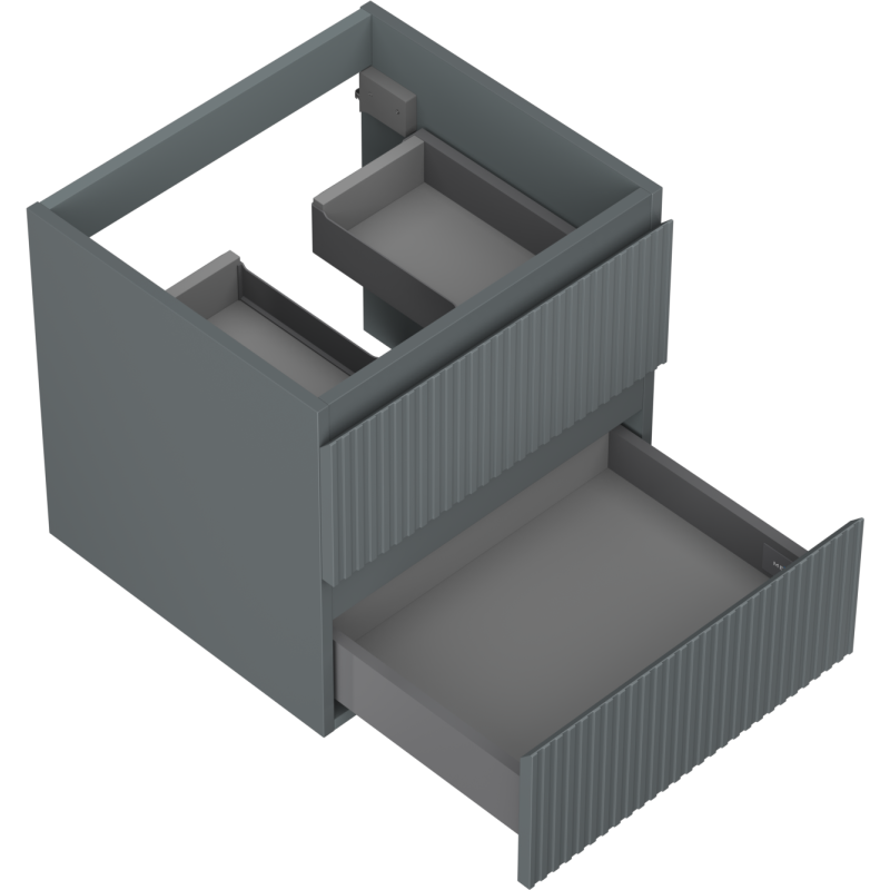 Mexen Rivel dulap de baie sub chiuvetă 50 cm, 2 sertare, canelat, grafit mat - 91A20-05047-2-BFF66