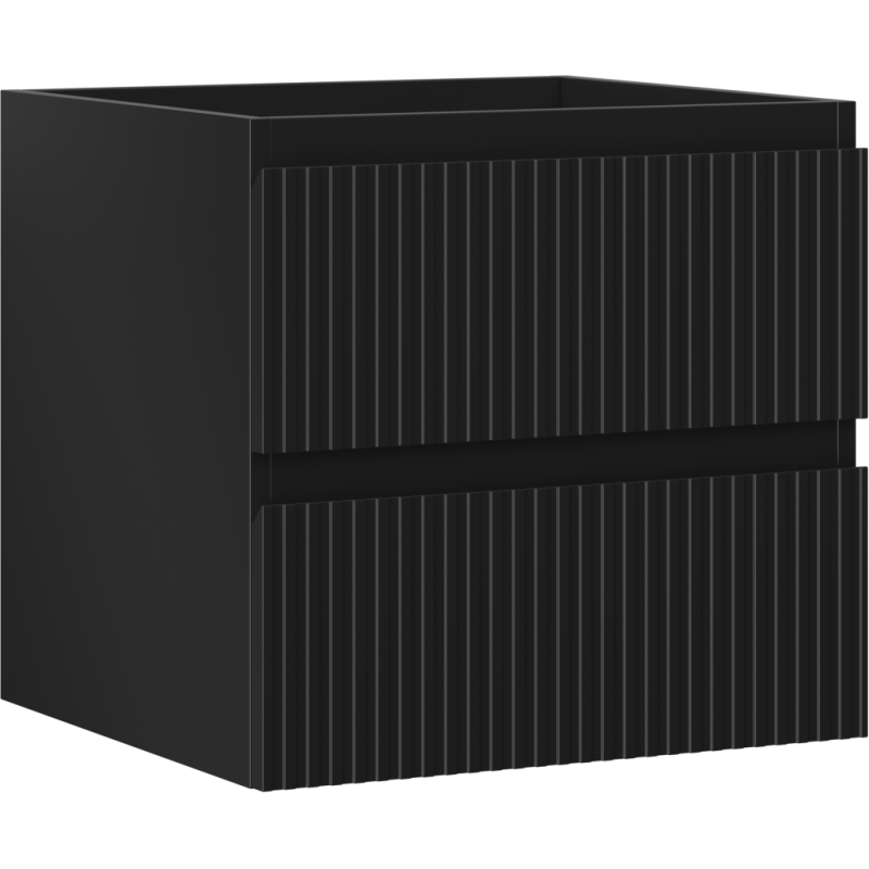 Mexen Rivel 50 cm mosdó alatti szekrény, 2 fiókos, bordázott, fekete matt - 91A20-05047-2-BFF71