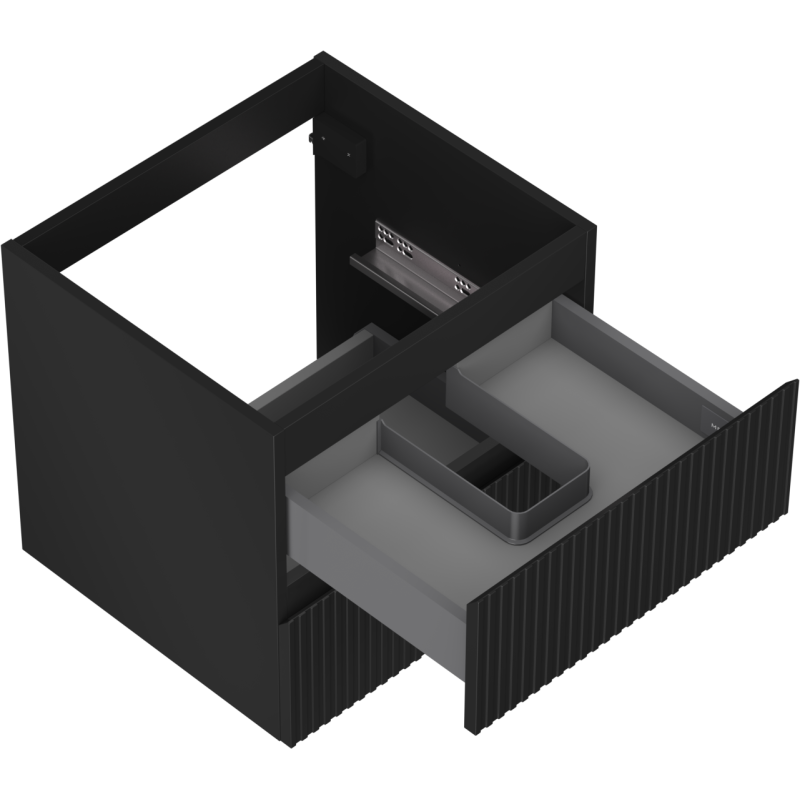 Mexen Rivel dulap baie pentru lavoar 50 cm, 2 sertare, canelată, negru mat - 91A20-05047-2-BFF71