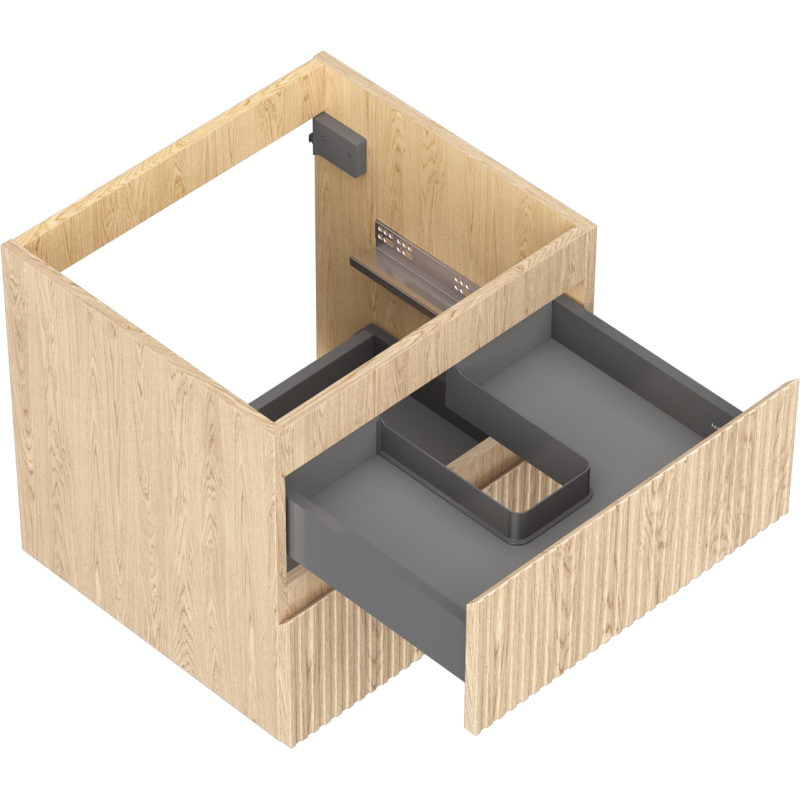Mexen Rivel fürdőszobai szekrény mosdó alá 50 cm, 2 fiók, bordázott, tölgy - 91A20-05047-2-BFF81