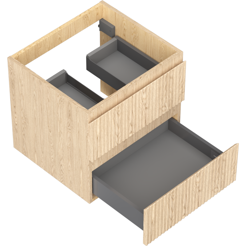 Mexen Rivel dulap pentru baie sub chiuvetă 50 cm, 2 sertare, cu șanțuri, stejar - 91A20-05047-2-BFF81