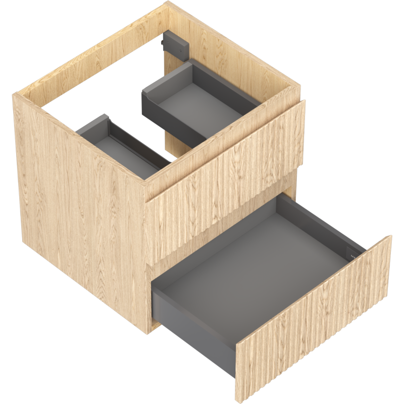 Mexen Rivel fürdőszobai szekrény mosdó alá 50 cm, 2 fiók, bordázott, tölgy - 91A20-05047-2-BFF81