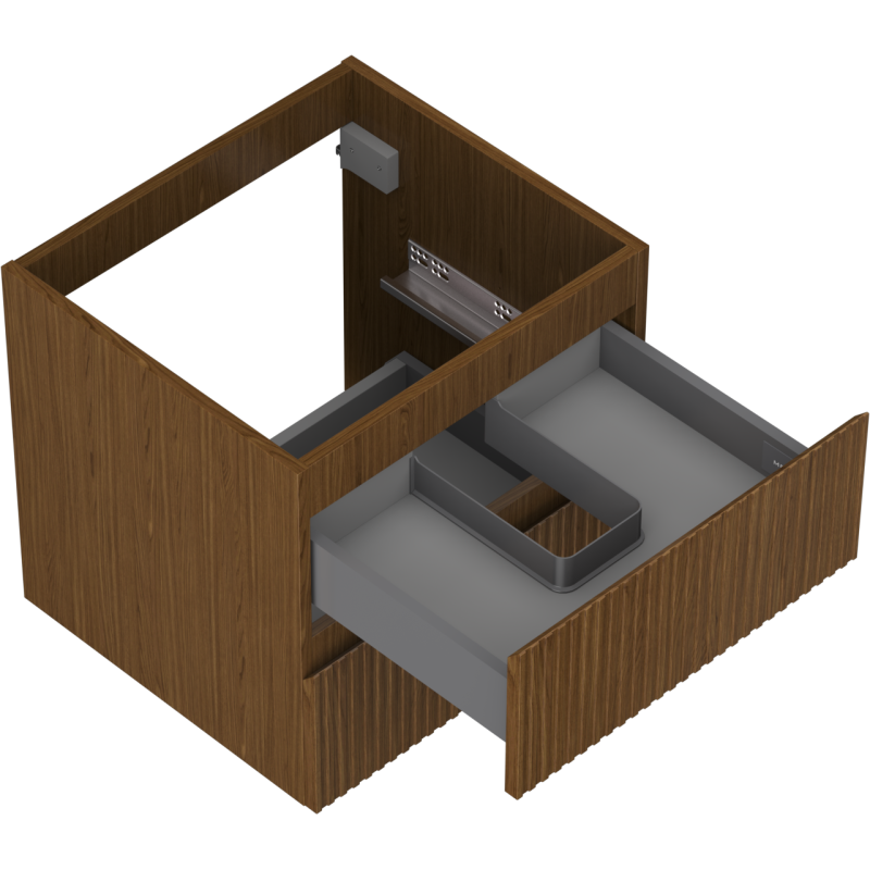 Mexen Rivel dulap baie sub chiuvetă 50 cm, 2 sertare, canelat, nuc - 91A20-05047-2-BFF86