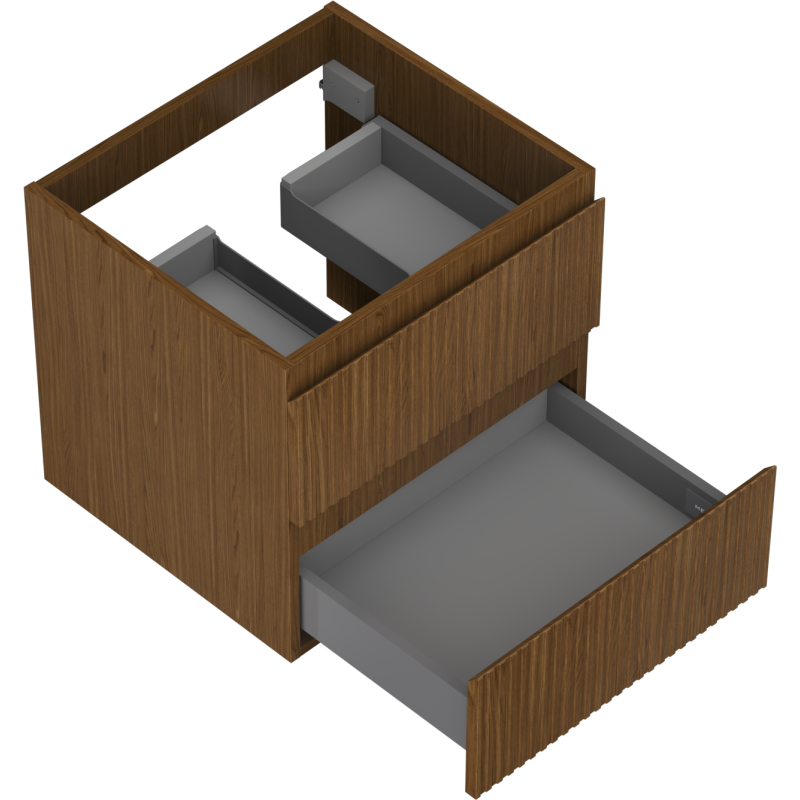 Mexen Rivel dulap baie sub chiuvetă 50 cm, 2 sertare, canelat, nuc - 91A20-05047-2-BFF86