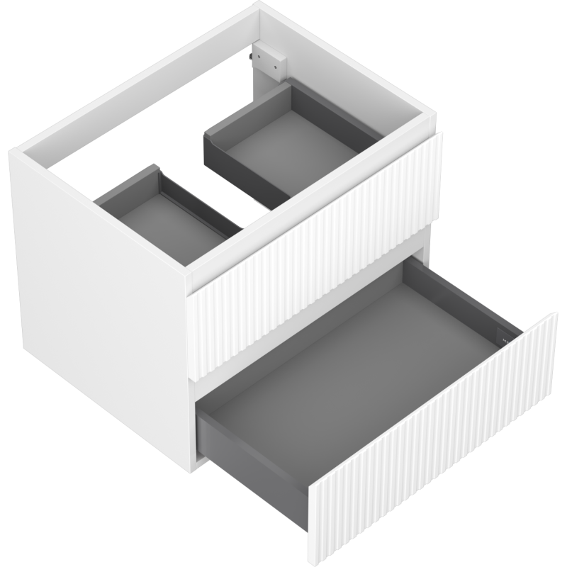 Mexen Rivel fürdőszobai mosdószekrény 60 cm, 2 fiókos, barázdált, matt fehér - 91A20-06047-2-BFF01