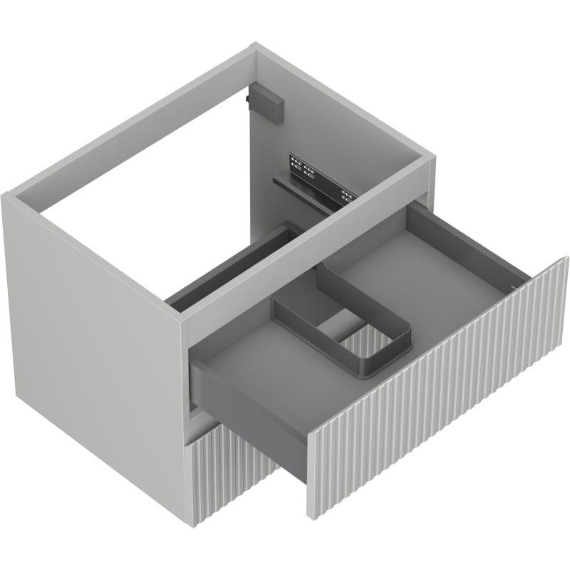 Mexen Rivel dulap baie sub lavoar 60 cm, 2 sertare, canelat, gri mat - 91A20-06047-2-BFF62