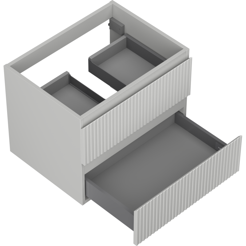 Mexen Rivel fürdőszobai szekrény mosdó alá 60 cm, 2 fiókos, bordázott, szürke matt - 91A20-06047-2-BFF62