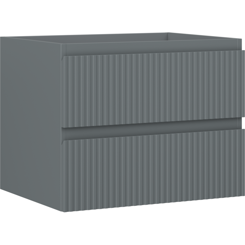 Mexen Rivel fürdőszobai mosdószekrény 60 cm, 2 fiók, bordázott, matt grafit - 91A20-06047-2-BFF66