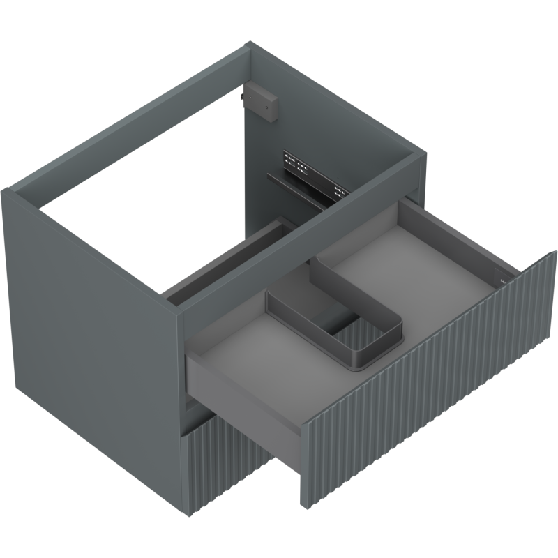 Mexen Rivel fürdőszobai mosdószekrény 60 cm, 2 fiók, bordázott, matt grafit - 91A20-06047-2-BFF66