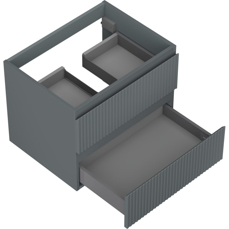 Mexen Rivel dulap baie sub lavoar 60 cm, 2 sertare, cu textură canelată, grafit mat - 91A20-06047-2-BFF66