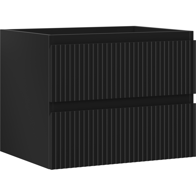 Mexen Rivel dulap de baie sub chiuvetă 60 cm, 2 sertare, canelat, negru mat - 91A20-06047-2-BFF71