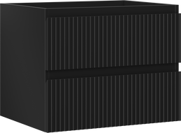 Mexen Rivel 60 cm-es fürdőszobai szekrény mosdó alá, 2 fiókos, bordázott, fekete matt - 91A20-06047-2-BFF71