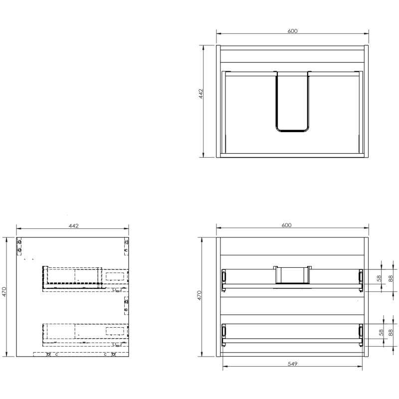 Mexen Rivel dulap baie pentru lavoar 60 cm, 2 sertare, riflat, stejar - 91A20-06047-2-BFF81