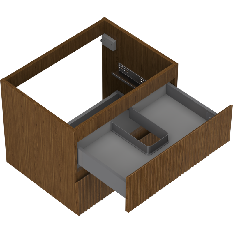 Mexen Rivel dulap de baie sub lavoar 60 cm, 2 sertare, canelat, nuc - 91A20-06047-2-BFF86