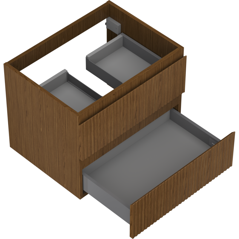 Mexen Rivel dulap de baie sub lavoar 60 cm, 2 sertare, canelat, nuc - 91A20-06047-2-BFF86