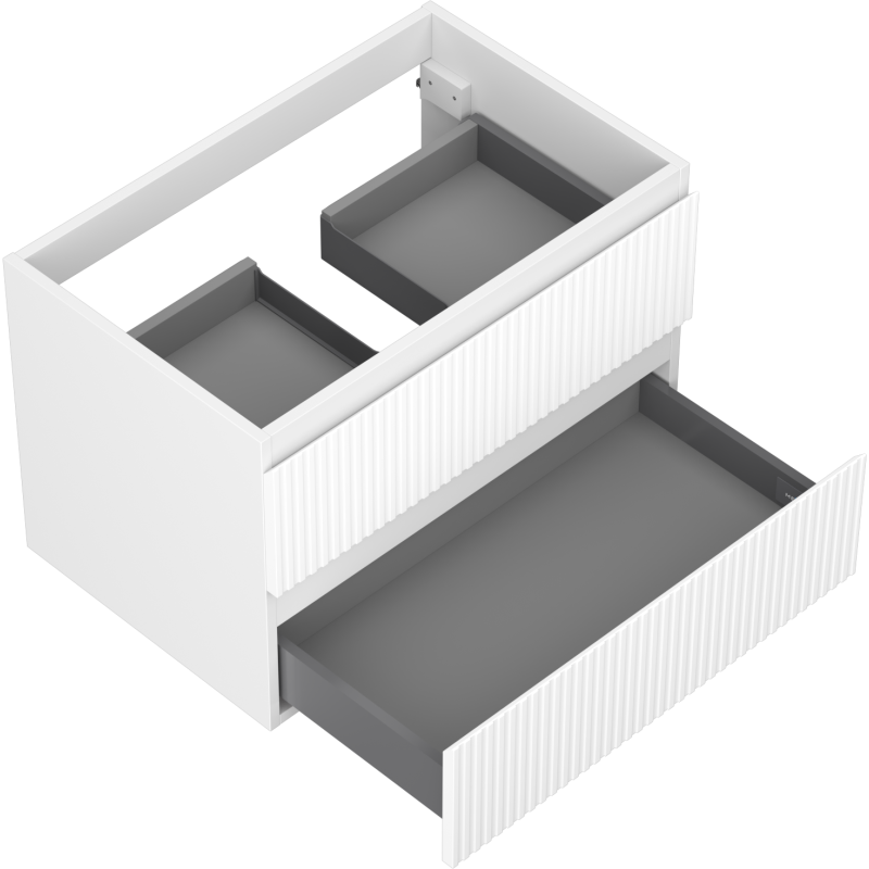 Mexen Rivel dulap baie sub chiuvetă 70 cm, 2 sertare, canelat, alb mat - 91A20-07047-2-BFF01