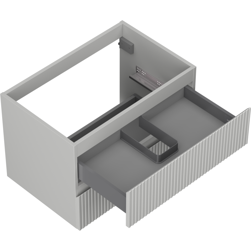 Mexen Rivel dulap baie sub lavoar 70 cm, 2 sertare, canelat, gri mat - 91A20-07047-2-BFF62