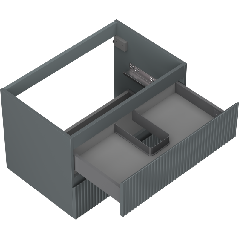 Mexen Rivel fürdőszobai szekrény mosdó alá 70 cm, 2 fiók, bordázott, grafit matt - 91A20-07047-2-BFF66