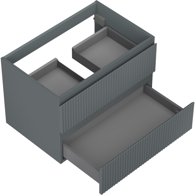 Mexen Rivel fürdőszobai szekrény mosdó alá 70 cm, 2 fiók, bordázott, grafit matt - 91A20-07047-2-BFF66