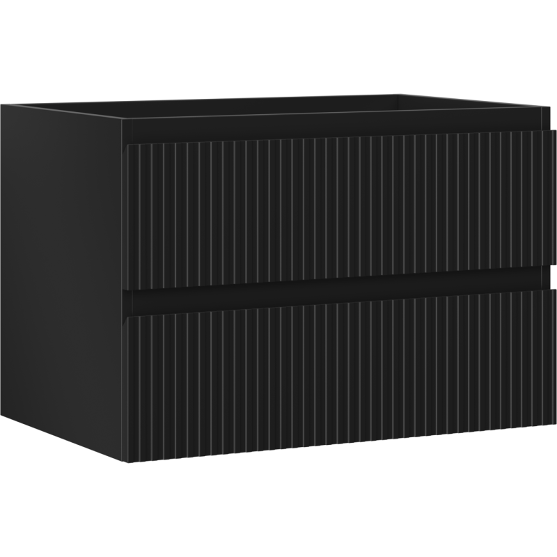 Mexen Rivel dulap baie sub lavoar 70 cm, 2 sertare, canelat, negru mat - 91A20-07047-2-BFF71