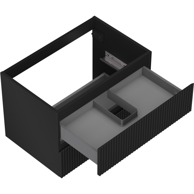 Mexen Rivel dulap baie sub lavoar 70 cm, 2 sertare, canelat, negru mat - 91A20-07047-2-BFF71