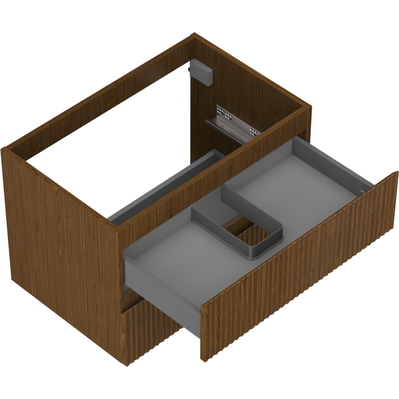 Mexen Rivel dulap de baie sub lavoar 70 cm, 2 sertare, canelat, nuc - 91A20-07047-2-BFF86