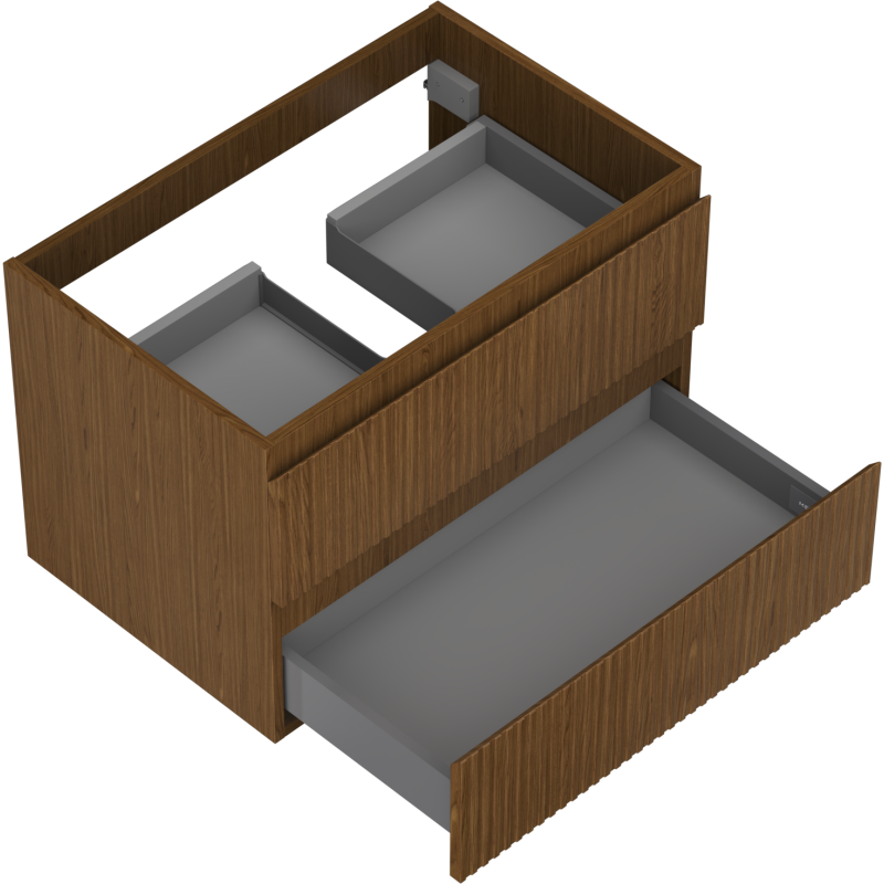 Mexen Rivel dulap de baie sub lavoar 70 cm, 2 sertare, canelat, nuc - 91A20-07047-2-BFF86