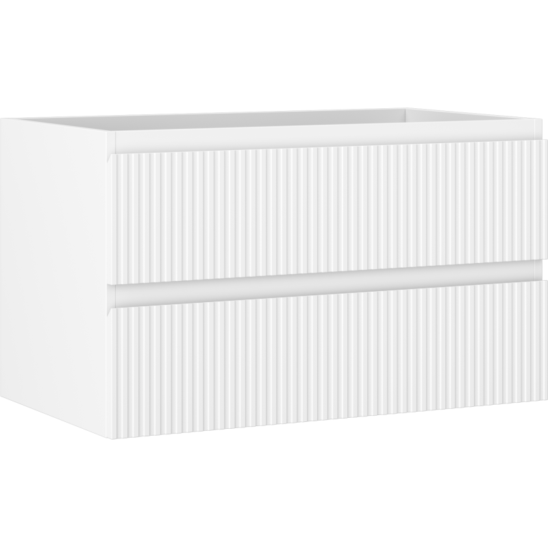 Mexen Rivel fürdőszobai mosdószekrény, 80 cm, 2 fiókos, bordázott, fehér matt - 91A20-08047-2-BFF01