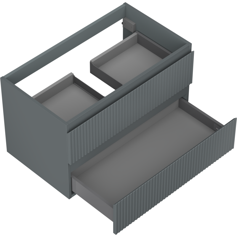 Mexen Rivel fürdőszobai mosdó alatti szekrény 80 cm, 2 fiók, rovátkolt, grafit matt - 91A20-08047-2-BFF66