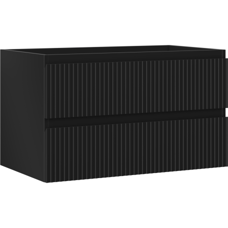 Mexen Rivel fürdőszobaszekrény mosdó alá 80 cm, 2 fiók, bordázott, fekete matt - 91A20-08047-2-BFF71
