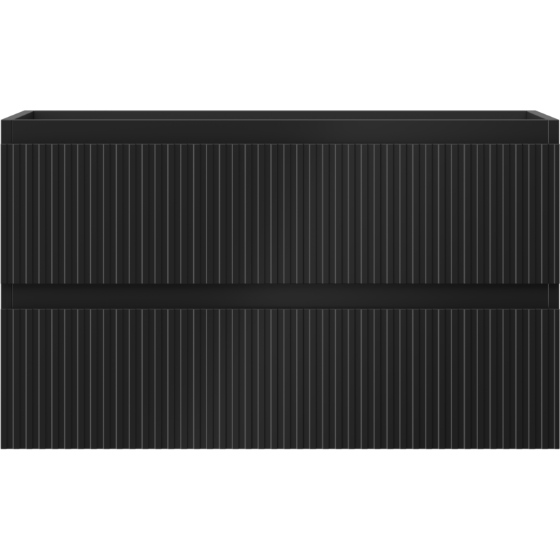 Mexen Rivel fürdőszobaszekrény mosdó alá 80 cm, 2 fiók, bordázott, fekete matt - 91A20-08047-2-BFF71