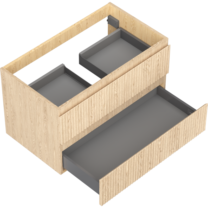 Mexen Rivel dulap baie sub chiuvetă 80 cm, 2 sertare, canelat, stejar - 91A20-08047-2-BFF81